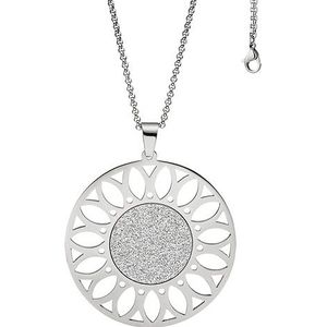 SIGO Collier Kette mit Anhänger rund Edelstahl mit Glitzer-Effekt 80 cm verkürzbar