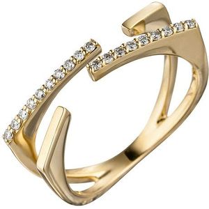 SIGO Damen Ring offen 585 Gold Gelbgold 19 Diamanten Brillanten 0,15ct. Goldring