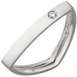 SIGO Damen Ring dreieckig Dreieck 950 Platin matt 1 Diamant Brillant Platinring