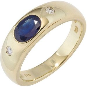 SIGO Damen Ring 585 Gold Gelbgold 1 Safir blau 2 Diamanten Brillanten Goldring