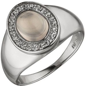 SIGO Damen Ring 925 Sterling Silber 1 Rosenquarz 22 Zirkonia Silberring