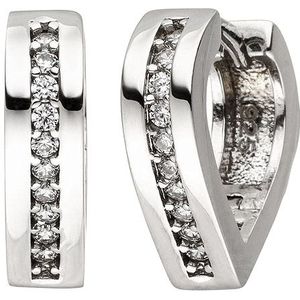 SIGO Creolen spitz 925 Sterling Silber 20 Zirkonia Ohrringe Silbercreolen