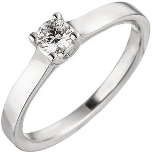 SIGO Damen Ring 585 Gold Weißgold 1 Diamant Brillant 0,15 ct. Diamantring Solitär