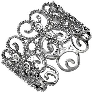 SIGO Damen Ring offen 925 Sterling Silber 10 Zirkonia Silberring