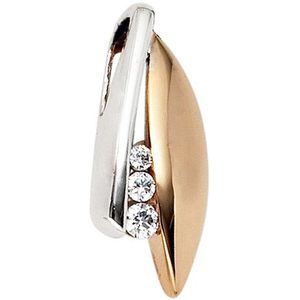 SIGO Anhänger 375 Gold Rotgold Weißgold bicolor 3 Zirkonia Goldanhänger