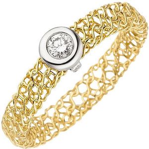 SIGO Damen Ring geflochten 750 Gold Gelbgold 1 Diamant Brillant 0,10ct. Diamantring