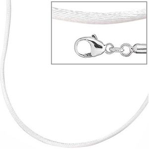 SIGO Collier Halskette Seide weiss 42 cm, Verschluss 925 Silber Kette