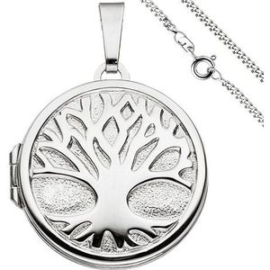 SIGO Medaillon Anhänger Baum des Lebens Weltenbaum rund 925 Silber mit Kette 60 cm