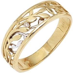 SIGO Damen Ring 585 Gold Gelbgold Weißgold bicolor 1 Diamant Brillant 0,02ct.