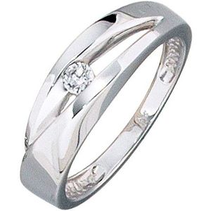 SIGO Damen Ring 375 Gold Weißgold 1 Zirkonia Goldring