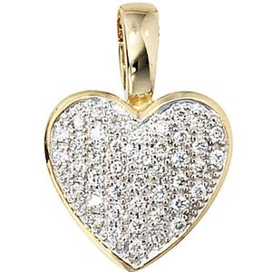 SIGO Anhänger Herz 585 Gold Gelbgold 42 Diamanten Brillanten 0,25ct. Herzanhänger