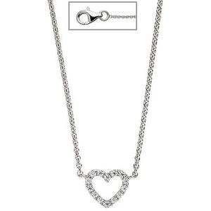 SIGO Collier Halskette Herz 925 Sterling Silber mit Zirkonia 42 cm Kette Silberkette