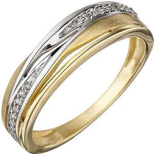 SIGO Damen Ring 333 Gold Gelbgold bicolor matt mattiert mit Zirkonia Goldring