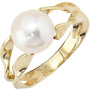 SIGO Damen Ring 585 Gold Gelbgold 1 Süßwasser Perle Goldring Perlenring