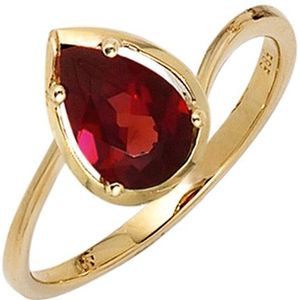 SIGO Damen Ring 585 Gold Gelbgold 1 Granat rot Goldring