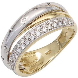 SIGO Damen Ring 585 Gold Gelbgold Weißgold bicolor 41 Diamanten Brillanten Goldring