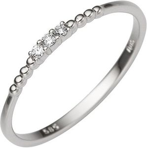 SIGO Damen Ring schmal 585 Gold Weißgold 3 Diamanten Brillanten 0,05ct. Weißgoldring