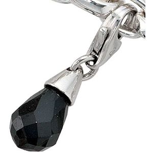 SIGO Einhänger Charm Tropfen 925 Sterling Silber rhodiniert 1 Zirkonia schwarz