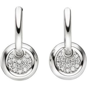 SIGO Creolen 585 Gold Weißgold 30 Diamanten Brillanten Ohrringe Diamantohrringe