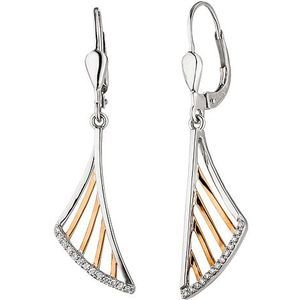 SIGO Ohrhänger 585 Gold Weißgold Rotgold bicolor 26 Diamanten Brillanten Ohrringe