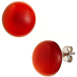 SIGO Ohrstecker rund 925 Sterling Silber 2 Carneole rot Ohrringe
