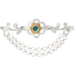 SIGO Brosche 925 Silber Trachtenschmuck Zirkonia dunkelgrün