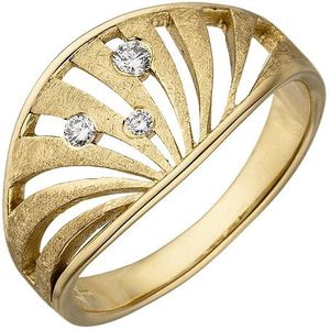 SIGO Damen Ring 585 Gold Gelbgold eismatt 3 Diamanten Brillanten Diamantring