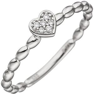 SIGO Damen Ring Herz 585 Gold Weißgold 6 Diamanten Brillanten Diamantring Herzring