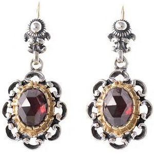 SIGO Ohrringe 925 Silber Trachtenschmuck Granat