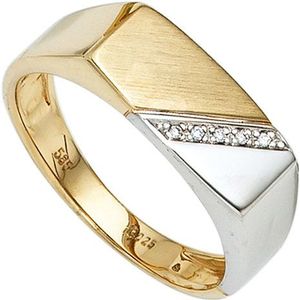 SIGO Herren Ring 585 Gold Gelbgold Weißgold bicolor 5 Diamanten Herrenring