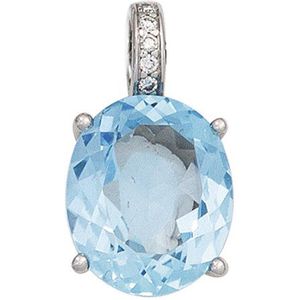 SIGO Anhänger oval 585 Gold Weißgold 1 Blautopas blau hellblau 5 Diamanten Brillanten