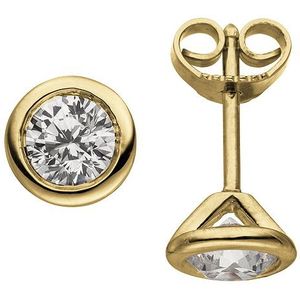 SIGO Ohrstecker rund 585 Gold Gelbgold 2 Diamanten Brillanten 1,00 ct. Ohrringe