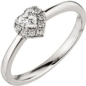 SIGO Damen Ring Herz 585 Gold Weißgold 11 Diamanten Herzring