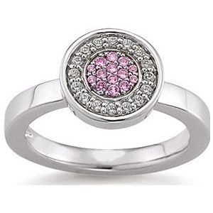 Laura Coon Ring 925 Silber Zirkonia Pink, 55 / 17,5