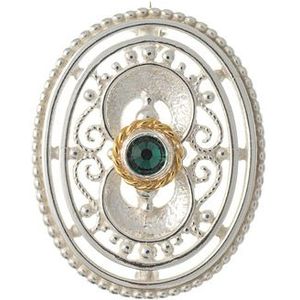 SIGO Brosche 925 Silber Trachtenschmuck Zirkonia dunkelgrün