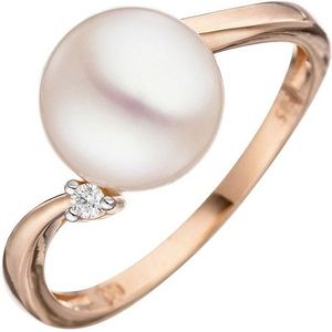 SIGO Damen Ring 585 Rotgold 1 Süßwasser Perle 1 Diamant Brillant Perlenring