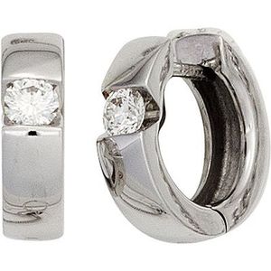 SIGO Creolen rund 585 Gold Weißgold 2 Diamanten Brillanten 0,30 ct. Ohrringe