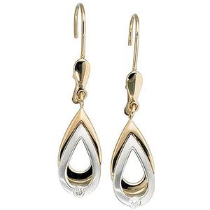 SIGO Ohrhänger 585 Gold Gelbgold Weißgold bicolor 2 Diamanten Brillanten Ohrringe
