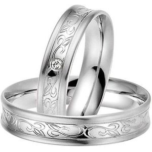 LOVE by Goettgen Trauringe Paar, Weiss 333 Gold, Eheringe, bei Damenring inkl. 1 Brillant