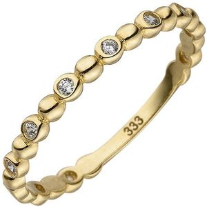 SIGO Damen Ring Kugel 333 Gold Gelbgold 11 Zirkonia Goldring Kugelring