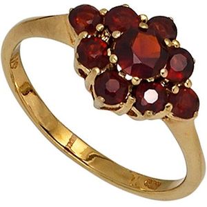 SIGO Damen Ring 375 Gold Gelbgold 9 Granate rot Goldring