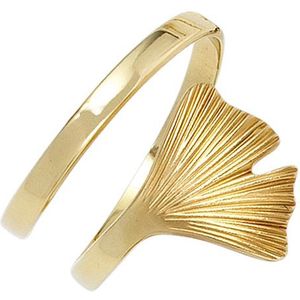 SIGO Damen Ring Ginko Ginkgo offen breit 375 Gold Gelbgold mattiert Goldring