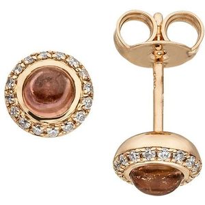 SIGO Ohrstecker 585 Gold Rotgold 2 Turmalin Cabochons 32 Diamanten Brillanten