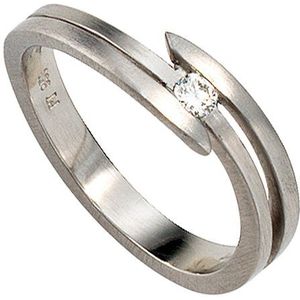 SIGO Damen Ring 950 Platin matt 1 Diamant Brillant 0,09ct. Platinring