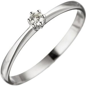 SIGO Damen Ring 585 Gold Weißgold 1 Diamant Brillant Weißgoldring Diamantring