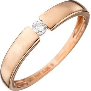 SIGO Damen Ring 585 Gold Rotgold 1 Diamant Brillant 0,08ct. Rotgoldring Diamantring