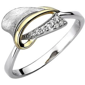 SIGO Damen Ring 925 Sterling Silber bicolor vergoldet eismatt 8 Zirkonia Silberring