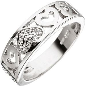 SIGO Damen Ring Herz Herzen 925 Sterling Silber mit Zirkonia Silberring