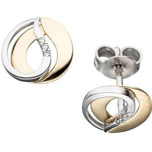 SIGO Ohrstecker 585 Gold Gelbgold Weißgold bicolor 6 Diamanten Brillanten Ohrringe