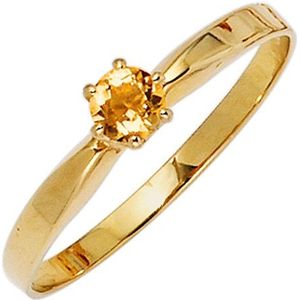 SIGO Damen Ring 585 Gold Gelbgold 1 Citrin orange Goldring